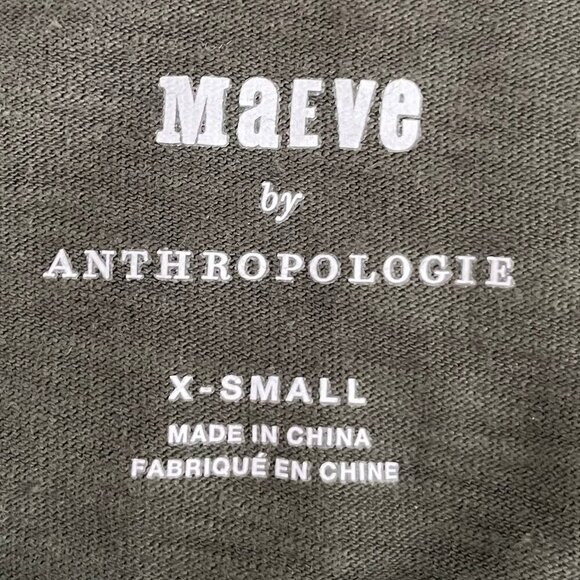 Anthropologie Maeve LS Frill Neck Ruched Sleeve Cotton Modal Top Green XS NWOT - Picture 9 of 12